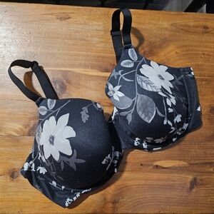 AUDEN 42 DD THE SUPERSTAR BLACK FLOWERED UNDERWIRE BRA